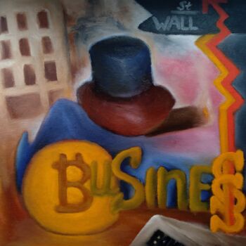 Картина под названием "Wall Street" - Максим Аббакумовский, Подлинное произведение искусства, Масло