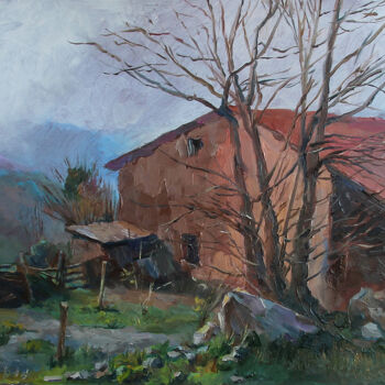 Painting titled ""The house next to…" by Maksim Echein, Original Artwork, Oil