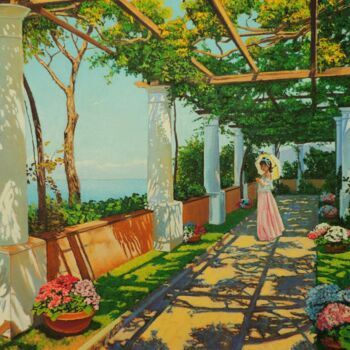 Painting titled "Утро терраса" by Maksim Fedkin, Original Artwork, Oil