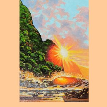Painting titled "Рассвет на Гавайях.…" by Maksim Fedkin, Original Artwork, Oil