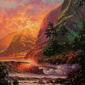 Картина под названием "Краски солнца тропи…" - Максим Федькин, Подлинное произведение искусства, Масло