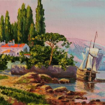Painting titled "Утро тихая гавань" by Maksim Fedkin, Original Artwork, Oil