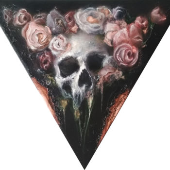 Pittura intitolato "Triangle, skull and…" da Maksim Krapht, Opera d'arte originale, Olio