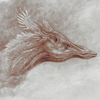 Drawing titled "Dragon's Head" by Maksym Lazariev, Original Artwork, Pencil