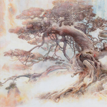 Painting titled ""The Tree of Dreams…" by Maksym Lazariev, Original Artwork, Watercolor