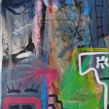 Schilderij getiteld "New York backyard p…" door Maksym Rublov, Origineel Kunstwerk, Acryl