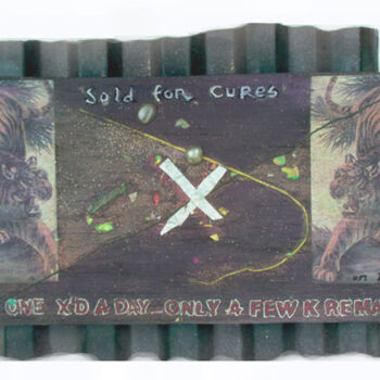 Painting titled "One X'd a Day - Onl…" by Mal, Original Artwork, Collages Mounted on Wood Panel