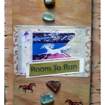 Collages titled "Room to Run" by Mal, Original Artwork, Collages Mounted on Wood Panel