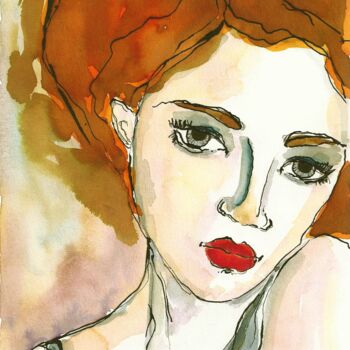 "SANDRINE woman femm…" başlıklı Tablo Mala tarafından, Orijinal sanat, Suluboya