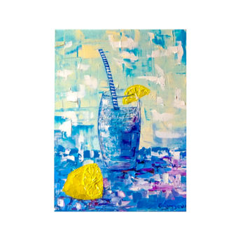 Картина под названием "Коктейль с лимоном.…" - Петр Малай, Подлинное произведение искусства, Масло