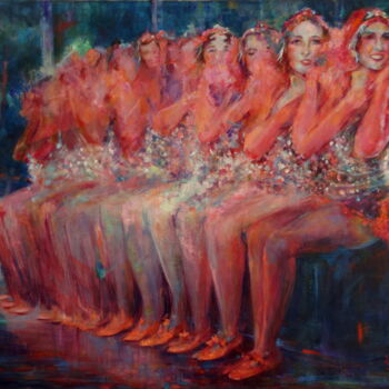 Painting titled ""Night Dancers"" by Malakhova Sveta, Original Artwork, Oil Mounted on Wood Stretcher frame
