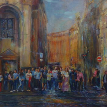 Pittura intitolato ""Red Light"" da Malakhova Sveta, Opera d'arte originale, Olio