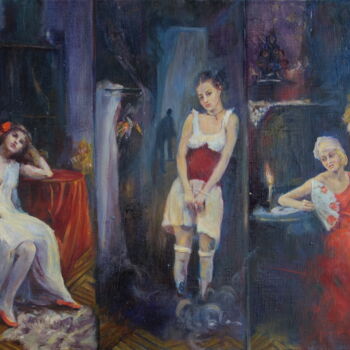 Pittura intitolato ""Bordello 4 rooms"" da Malakhova Sveta, Opera d'arte originale, Olio