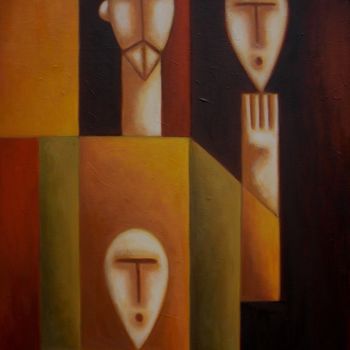 Painting titled "Who I am?" by Zsolt Malasits, Original Artwork, Oil Mounted on Wood Stretcher frame