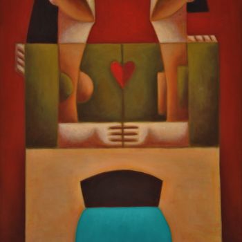 Painting titled "Harmony of love" by Zsolt Malasits, Original Artwork, Oil Mounted on Wood Stretcher frame