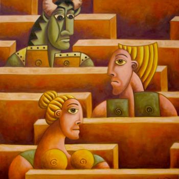 Painting titled "Labyrinth of life" by Zsolt Malasits, Original Artwork, Oil