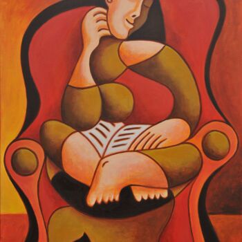Pintura intitulada "Dreaming woman" por Zsolt Malasits, Obras de arte originais, Óleo Montado em Armação em madeira