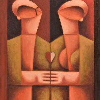 Painting titled "Love blooms in any…" by Zsolt Malasits, Original Artwork, Oil Mounted on Wood Stretcher frame