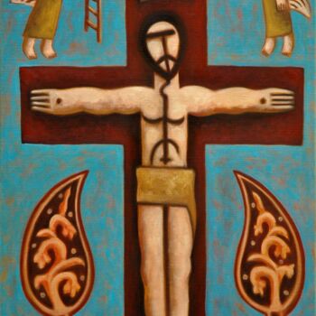Painting titled "Corpus Christi - Th…" by Zsolt Malasits, Original Artwork, Oil Mounted on Wood Stretcher frame