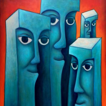 Painting titled "Guardian angels 2." by Zsolt Malasits, Original Artwork, Oil