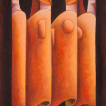 Peinture intitulée "Messengers of light…" par Zsolt Malasits, Œuvre d'art originale, Huile Monté sur Châssis en bois