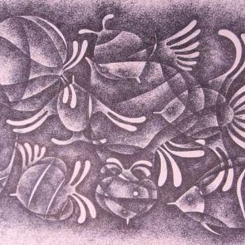Schilderij getiteld "fish life" door Malatesh Garadimani, Origineel Kunstwerk