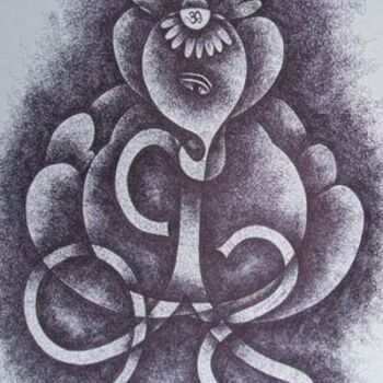 Painting titled "flower ganesh" by Malatesh Garadimani, Original Artwork