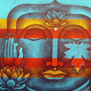 Painting titled "buddha-02.jpg" by Malatesh Garadimani, Original Artwork, Acrylic