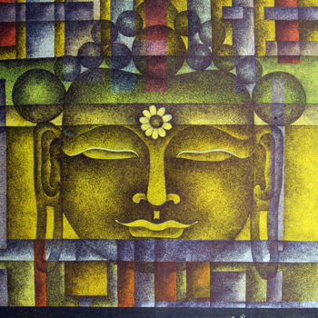 Painting titled "buddha-04" by Malatesh Garadimani, Original Artwork, Acrylic