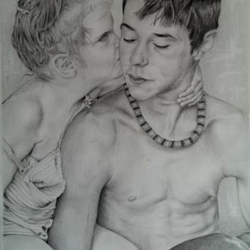 Tekening getiteld "Tendresse" door Malaussane, Origineel Kunstwerk