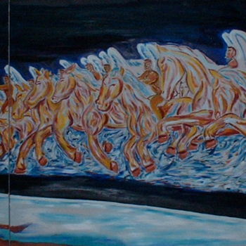 Painting titled "Angels of Cavalry" by Male Beauty Forum Lifestyle, Original Artwork, Oil