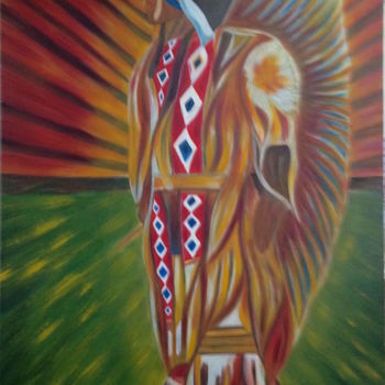 Peinture intitulée "First Nation Shaman" par Male Beauty Forum Lifestyle, Œuvre d'art originale, Huile