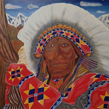 Painting titled "First Nations Inspi…" by Male Beauty Forum Lifestyle, Original Artwork, Oil