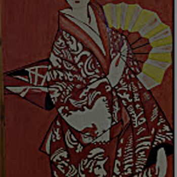 Painting titled "Geisha" by Male Beauty Forum Lifestyle, Original Artwork, Oil