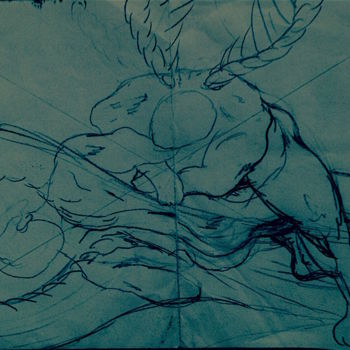 Рисунок под названием "Drawing Eros and Py…" - Male Beauty Forum Lifestyle, Подлинное произведение искусства, Шариковая ручка
