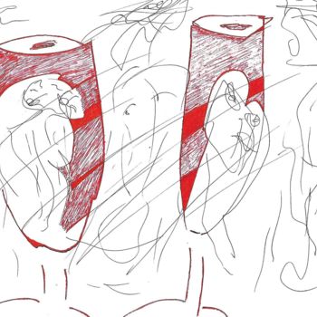 Zeichnungen mit dem Titel "Male Lemalki . SALU…" von Yna, Original-Kunstwerk, Kugelschreiber Auf Plexiglas montiert