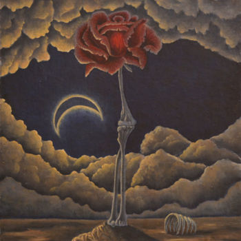 「No17 - Rose Of Bones」というタイトルの絵画 Malen Lによって, オリジナルのアートワーク, オイル
