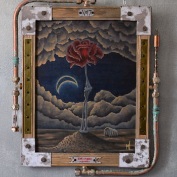 Artigianato intitolato "Steampunk Frame" da Malen L, Opera d'arte originale, Arredamento