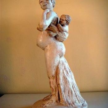 Sculpture intitulée "mamadou et ses enfa…" par Malezieux-Ribeyre, Œuvre d'art originale