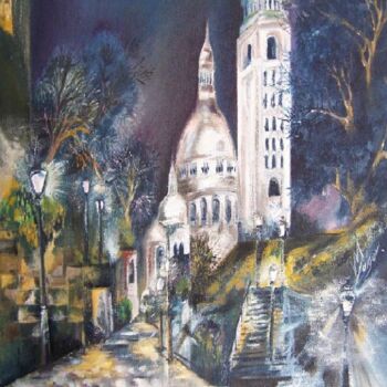 Peinture intitulée "Paris_Montmartre" par Malgor Sadlon, Œuvre d'art originale, Huile Monté sur Châssis en bois
