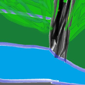 Grafika cyfrowa / sztuka generowana cyfrowo zatytułowany „Drzewo nad strumien…” autorstwa Małgorzata Ka, Oryginalna praca, M…