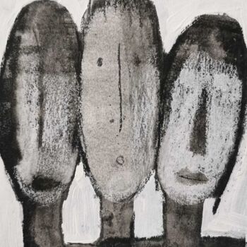 Painting titled "We three" by Malgorzata Kleyna-Sobczak, Original Artwork, Ink