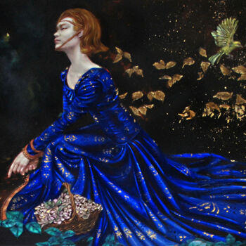Painting titled "Belladonna" by Malgorzata Niegel, Original Artwork, Oil Mounted on Wood Panel