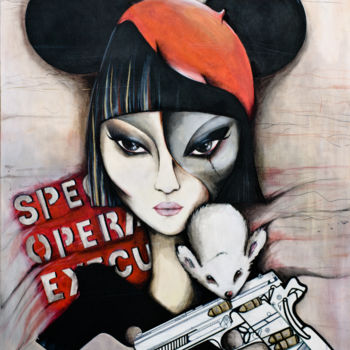 Schilderij getiteld "White Mouse (Nancy…" door Małgorzata Bańkowska, Origineel Kunstwerk, Acryl