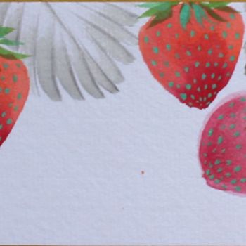 Malerei mit dem Titel "Strawberries moments" von Malgorzata Olejniczak, Original-Kunstwerk, Tinte