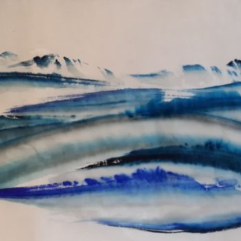 Painting titled "Bleu du Monde- the…" by Malgorzata Olejniczak, Original Artwork, Ink