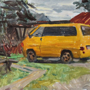 Ζωγραφική με τίτλο "Желтая машина" από Полина Малидовская, Αυθεντικά έργα τέχνης, Λάδι
