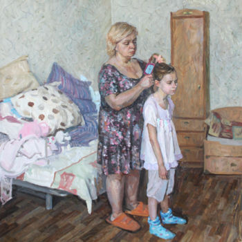 Painting titled "София собирается в…" by Polina Malidovskaia, Original Artwork, Oil