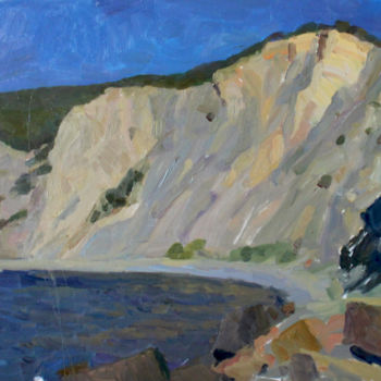 Malerei mit dem Titel "Дикий пляж. Широкая…" von Polina Malidovskaia, Original-Kunstwerk, Öl