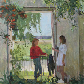 Painting titled "Две Устюжанки" by Polina Malidovskaia, Original Artwork, Oil